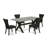 5 Piece Dining Room Furniture Set Includes a Rectangle Dining Table with X-Legs and 4 Black Linen Fabric Upholstered Chairs, Wire brushed Black-385996715