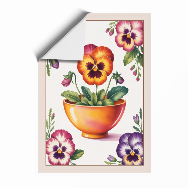 Pansy Study in Terracotta Botanical - Framed Print, A2 - 59.4 x 42.0 cm, Unframed