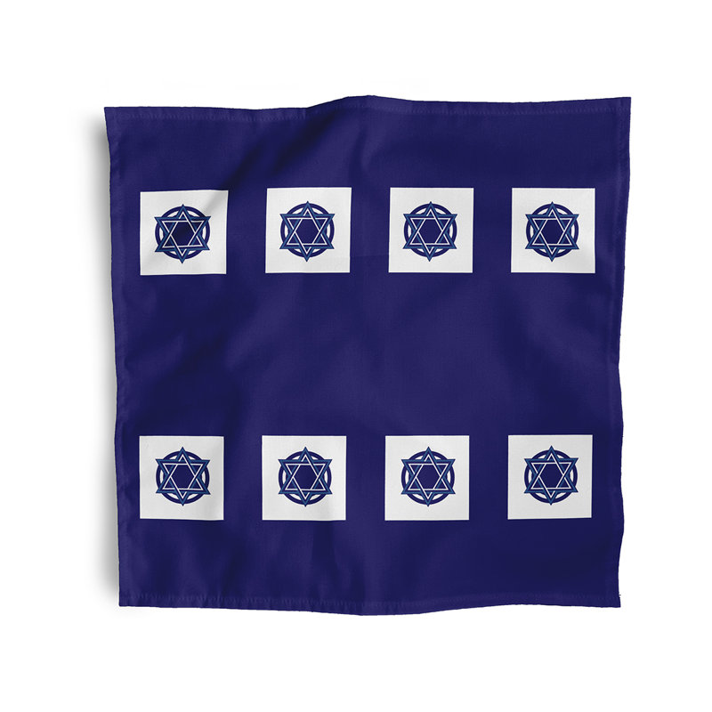 Lasander Polyester Geometric Square Napkin, Navy