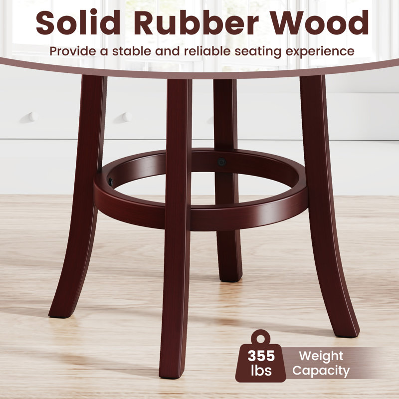 26'' Counter Height Swivel Barstools Set of 4 High Backs & Footrests Solid Wood, Counter Stool (26" Seat Height), 4
