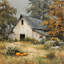 «Weathered Barn in Autumn», art mural sur toile tendue-1241161264