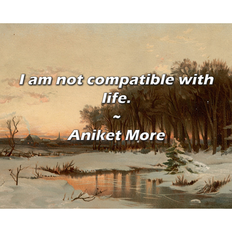 Aniket More Quote: I am not compatible with life.