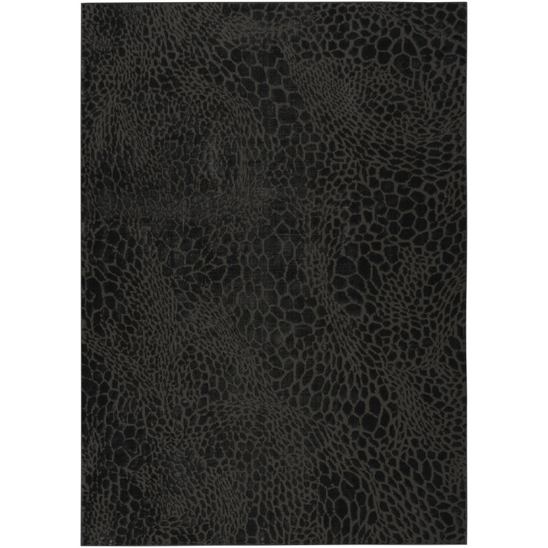 Orren Ellis Lurette Charcoal Silver Modern Indoor Rug, Rectangle 6' x 9'