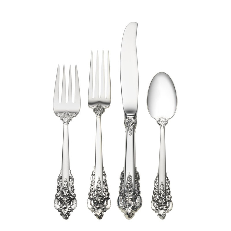 Wallace Sterling Silver Grande Baroque 4 Piece Flatware Set, Service for 1