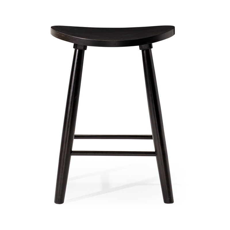 Maven Lane Luna Backless Stool in Wood Finish, Counter Stool (26" Seat Height), Rustic Black