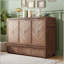 Grand lit escamotable avec armoire USB en bois de pin et panneau géométrique-1798583363