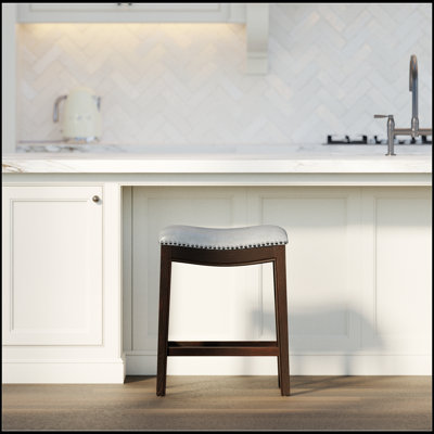 Julian 26In. H Counter-Height Wood Barstool With Faux-Leather Seat