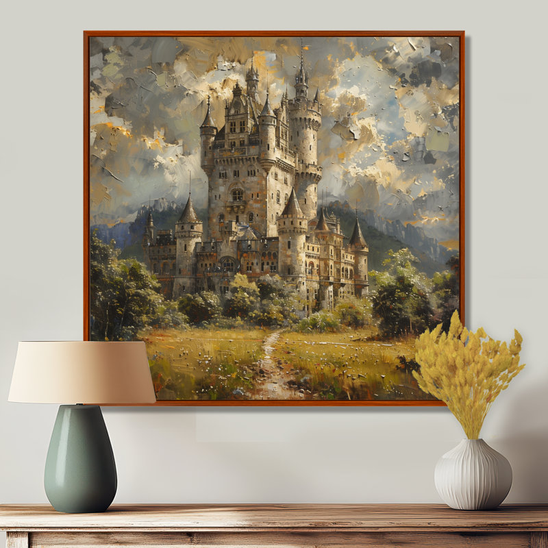 «Beige Grey Summer», tour de château tour III, impression d'art mural châteaux, H 30 po x l 30 po x P 1 po