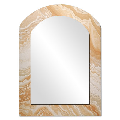 Crème marbré Melody II - miroir mural asymétrique abstrait, miroir de forme unique moderne, impression d'art en métal