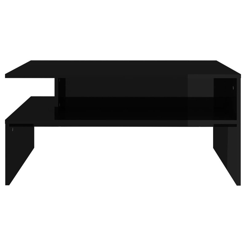 Allessio Sled Coffee Table with Storage, High Gloss Black