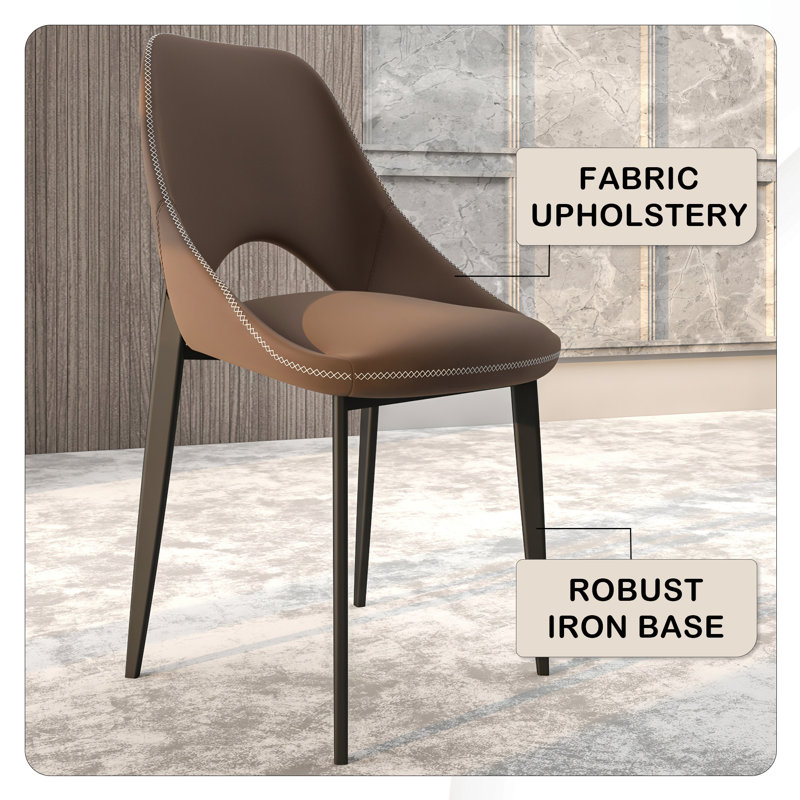 Newsom Modern Curved Open-Back Upholstered Dining Chair with Sturdy Iron Metal Legs, Heavy-Duty 440 lb. Weight Capacity - Perfect for Dining Room, Kitchen, or Vanity
