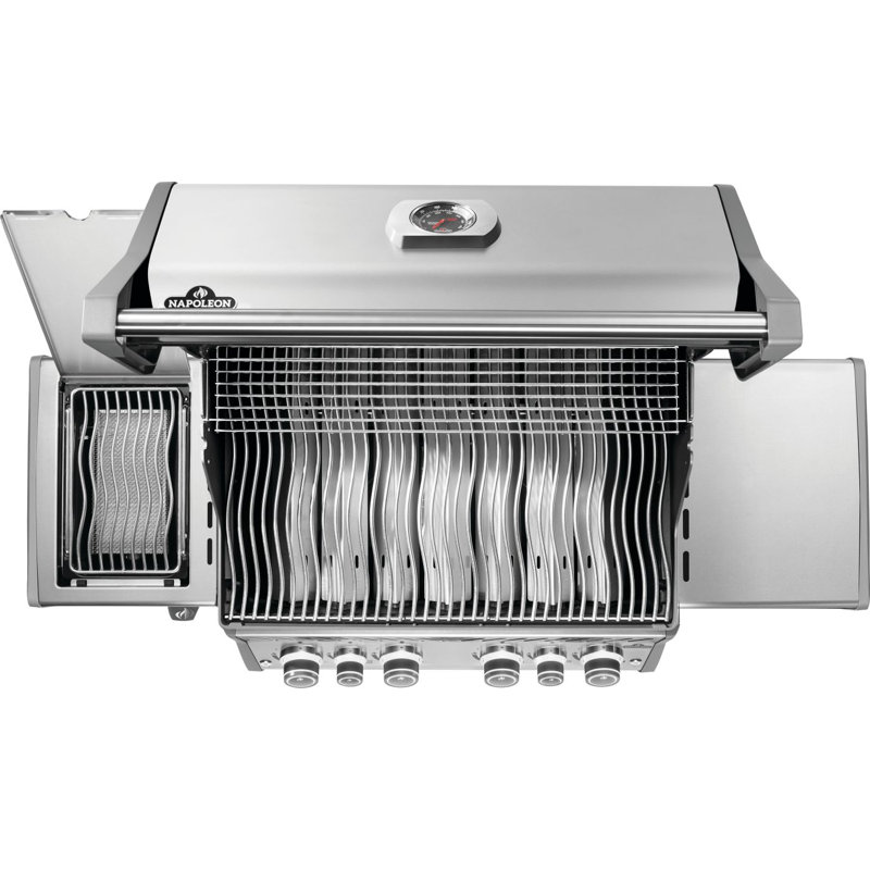 Barbecue à 4 brûleurs avec brûleur latéral infrarouge et grille de cuisson en fonte Rogue PRO 525, Acier Inoxydable