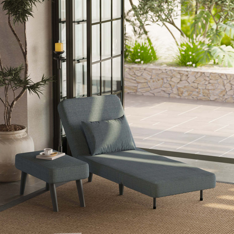 Chaise longue convertible avec coussin, Gris