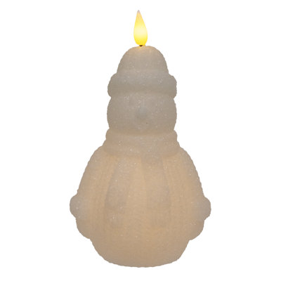 Sparkling Snowman Wax LED Timer Candle - 7-1/2 In H
