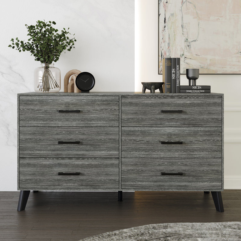 Jeweldine 52.56'' W 6 - Drawer Dresser, Dark Gray