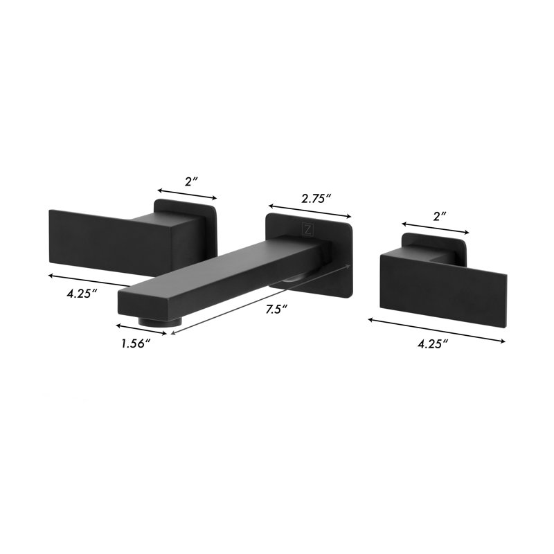 Wall Mounted Bathroom Faucet with Drain Assembly, Matte Black
