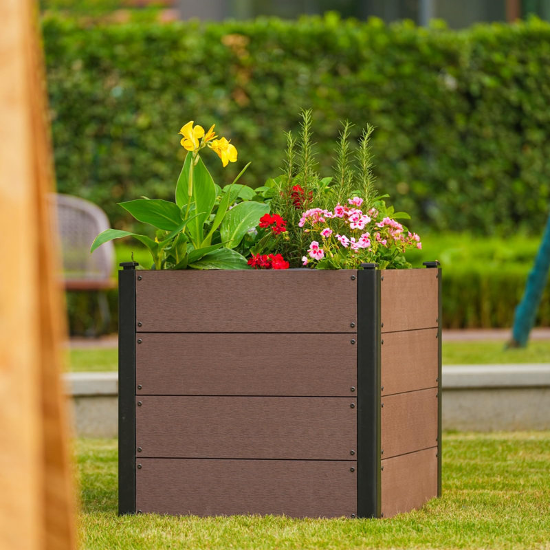 Wood Raised Garden Bed, 60cm H x 64cm W x 64cm D