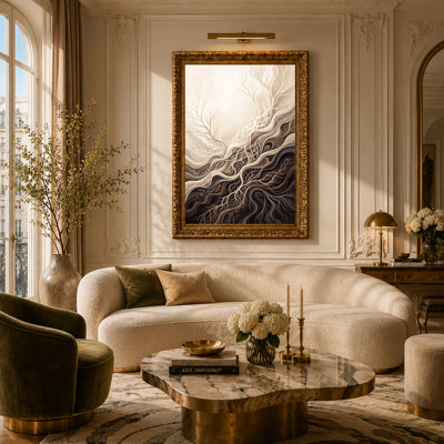 «Swirling Brown and Beige Tree Roots and Branches», art mural sur toile