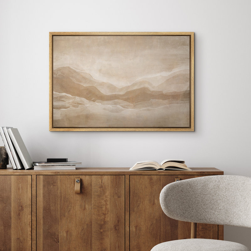 «Soft Neutral Desert Landscape with Layered Mountains», reproduction d'art sur toile encadrée, H 24 po x l 36 po x P 1,5 po