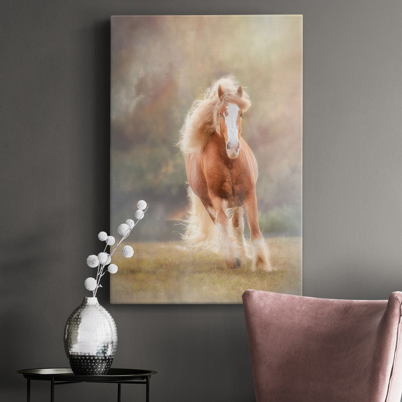 Toile tendue avec châssis de qualité supérieure Horse Motion VII - prête à être accrochée, H 18 po x l 12 po x P 1,5 po