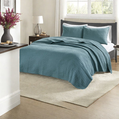 Ensemble de literie réversible sarcelle en microfibre pour lit simple TG