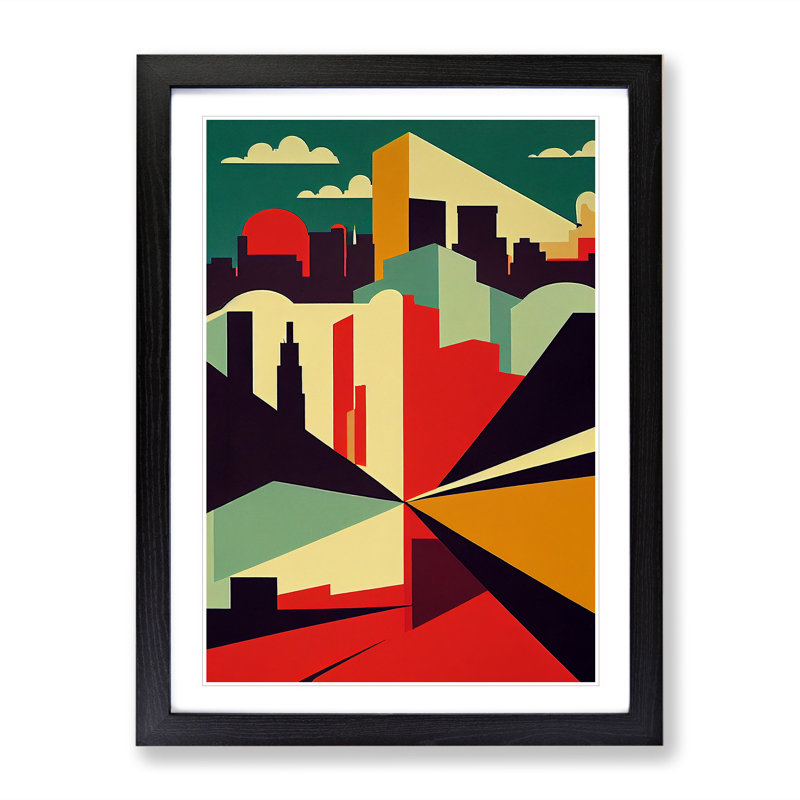 City Skyline Abstract No.3 - Single Picture Frame Print, 64cm H x 46cm W x 2cm D, Black