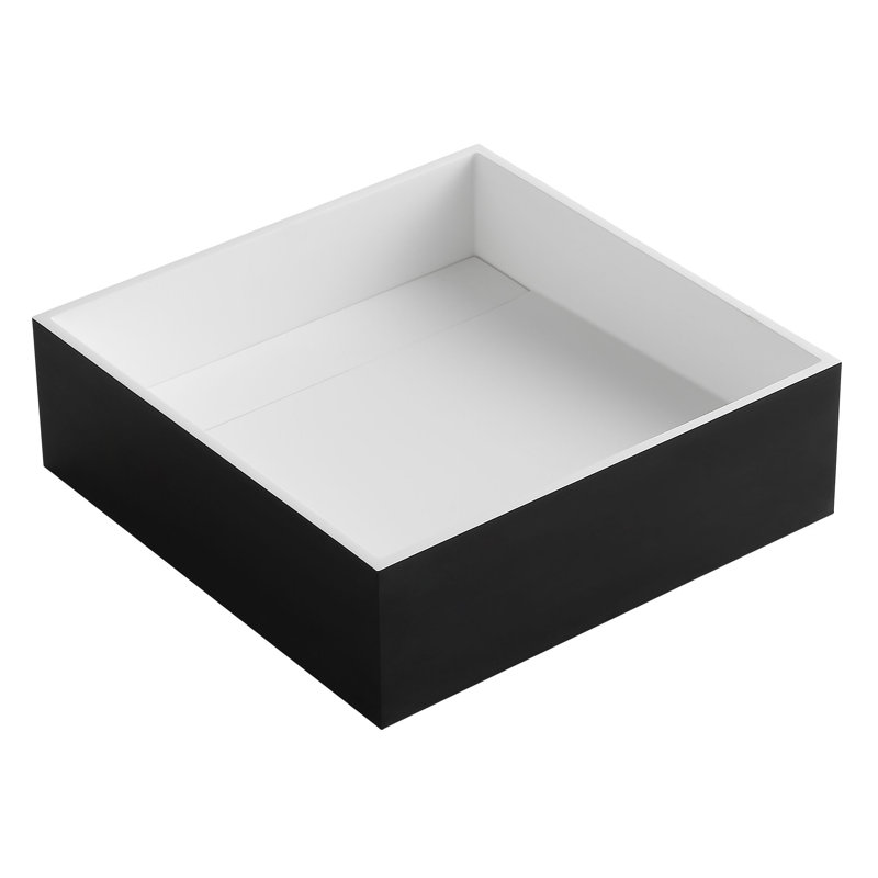 Black and White Square Resin Sink with Concealed Drain