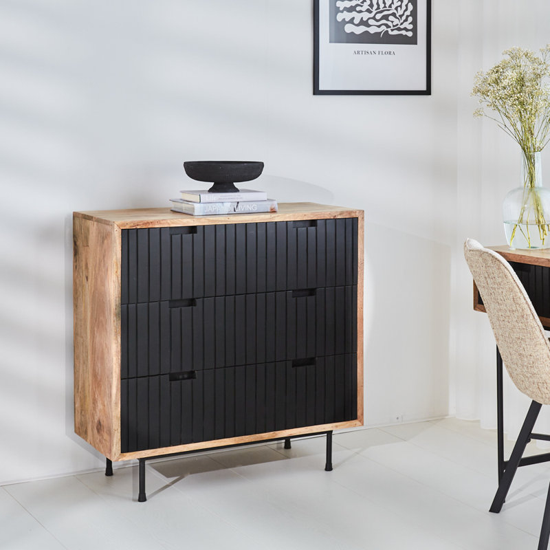 Imani Solid Wood 90cm W 3 - Drawer Chest of Drawers