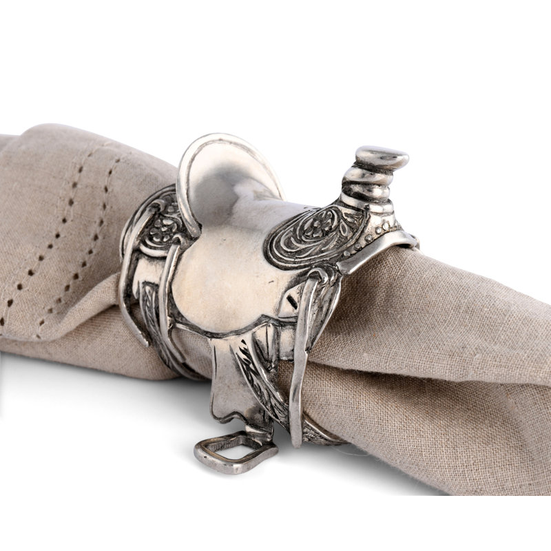 Western Frontier Pewter Cowboy Saddle Napkin Ring