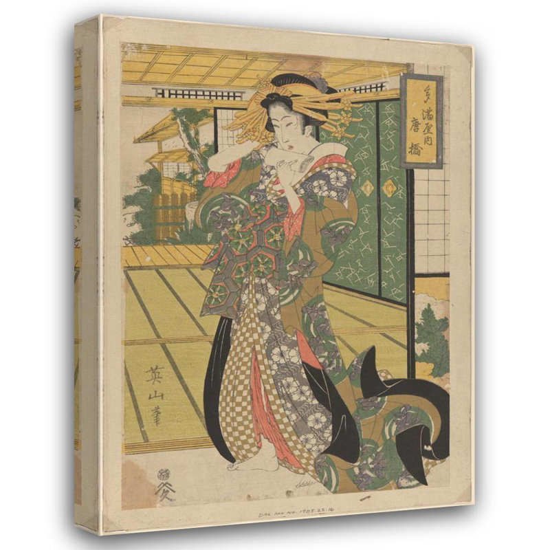 "Geisha" par Eizan Kikukawa - Art mural sur toile tendue avec châssis, H 40 po x l 28 po