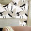 White Herons Chinoiserie Wallpaper Black and Beige