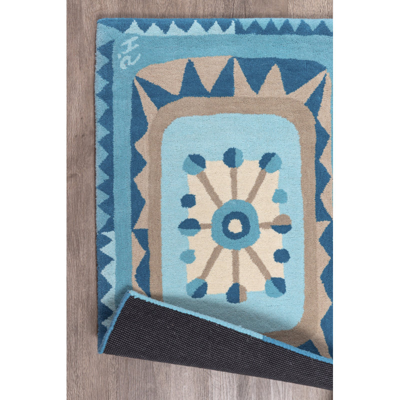 Salih Wool Hand Woven Area Rug, Rectangle 60 x 90cm