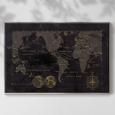 «Black Gold Map», reproduction encadrée sur toile