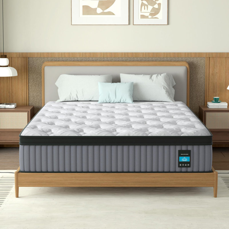 Matelas hybride de 14 pouces pour très grand lit - Mousse à mémoire de forme et lit à ressorts ensachés - Refroidissement, soulagement de la pression, soutien du dos et des hanches - Matelas ergonomique de luxe