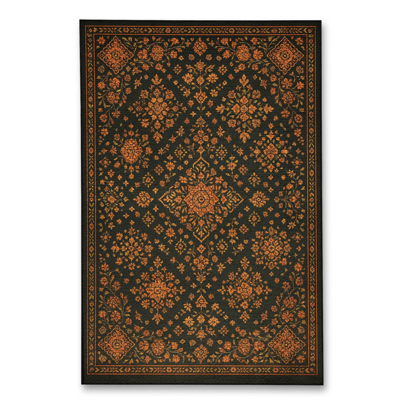 Tapis brun tissé à motif traditionnel lavable Mosso, 3 pi 11 po x 5 pi 11 po