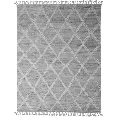 Wool Geometric Area Rug in Gray