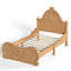 Lit plateforme simple en bois massif avec tête de lit sculptée, structure de lit à profil bas avec lattes, aucun sommier tapissier nécessaire. Naturel-133436993-133436994