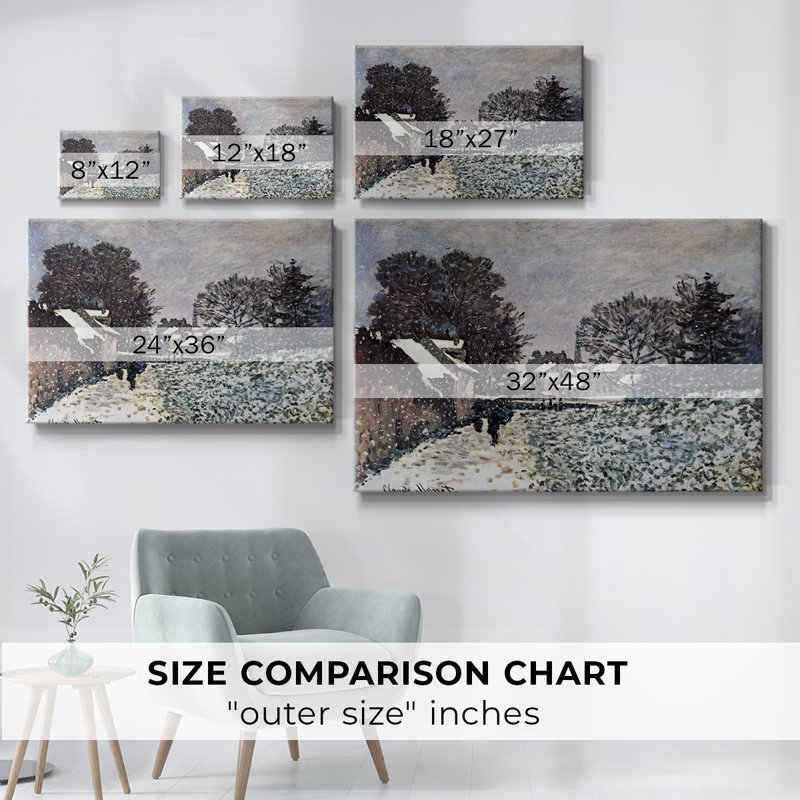«Snow at Argenteuil» par Monet-Gallery, toile tendue, H 8 po x l 12 po