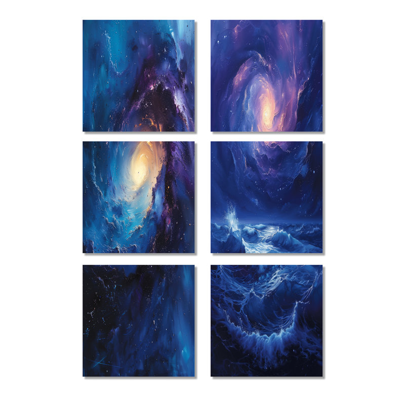 Ensemble de salon mural 6 pièces Galaxies, Toile tendue, Ne s’applique pas