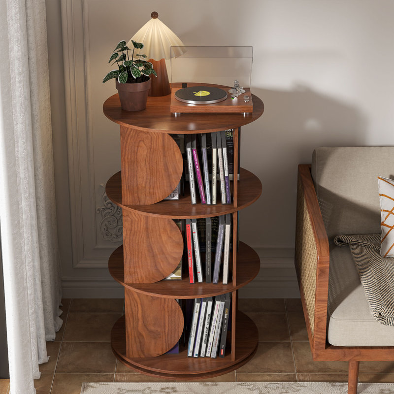  3 Tier Rotating Bookshelf, 360 Spinning Corner Bookcase Tower, Round Bookshelf, Floor Standing Book Shelf Organizer For Bedroom And Living Room