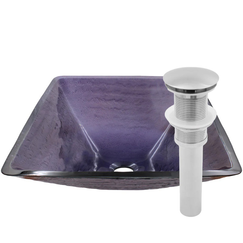 Novatto 17'' Glass Square Bathroom Sink, Matte Black
