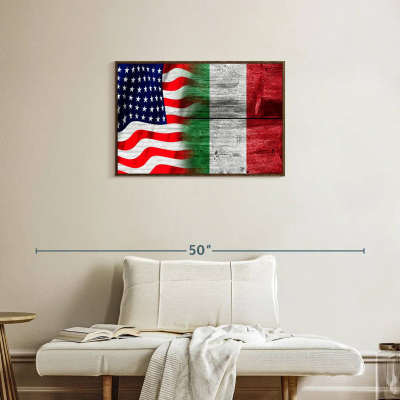 Nish des États-Unis et de l'Italie, Cadre flottant en noyer, 31 po x 21 po