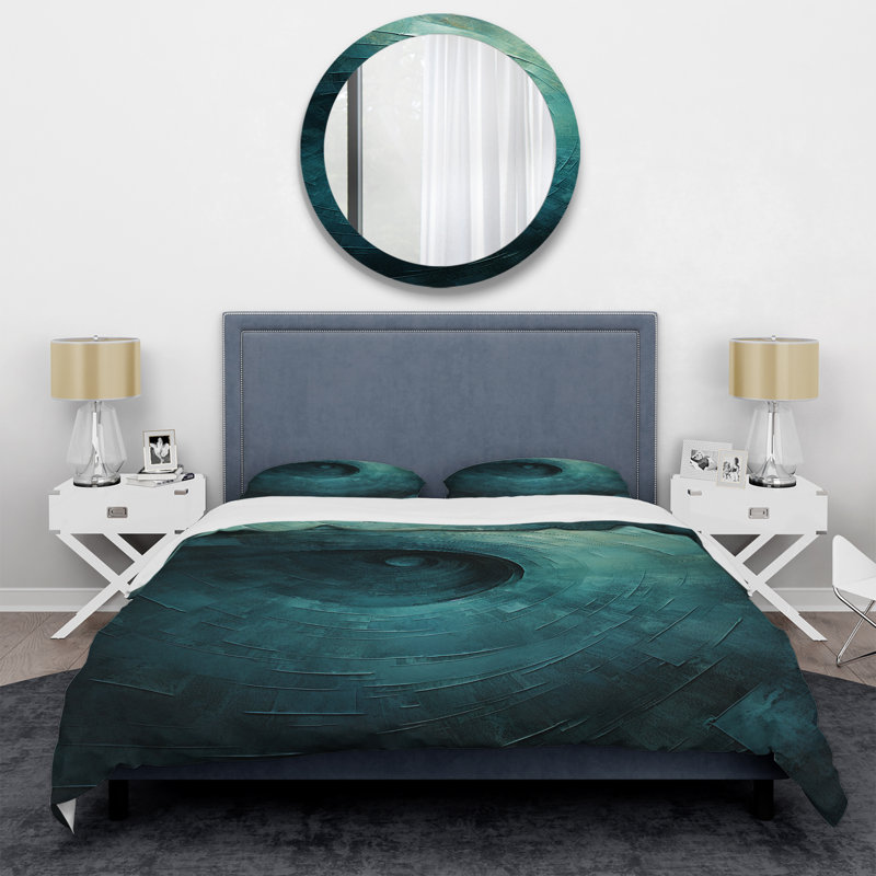 Ensemble de housse de couette bleu sarcelle torsadée Tranquillity Spiral I - Abstract Spirals
