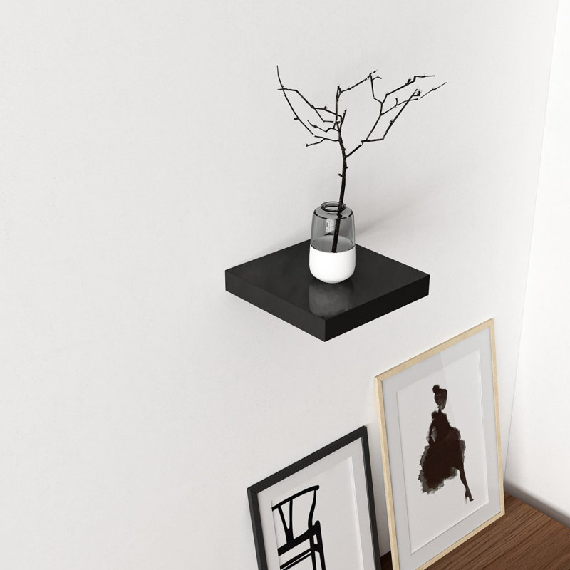 Tablette murale moderne Colesen, noir, 9,1 po x 1,4 po x 9,1 po | 100% panneau de particules enduit de mélamine, épaisseur: 0,7 pouce | Conception élégante et fonctionnelle pour la décoration intérieure, parfaite pour exposer des livres et des accessoires