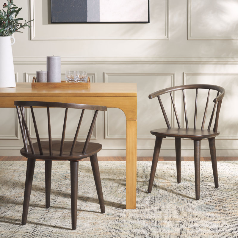 Chaise de salle à manger en bois massif Sheffield, Noyer foncé