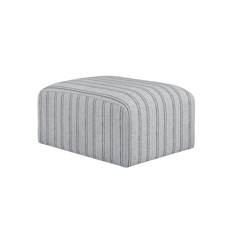 Ryder 90cm Wide Rectangle Striped Pouffe, Grey