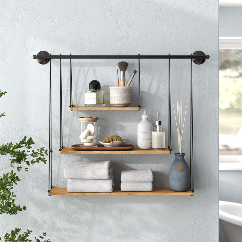 Woburn 3 Piece Square Floating Shelf, Black