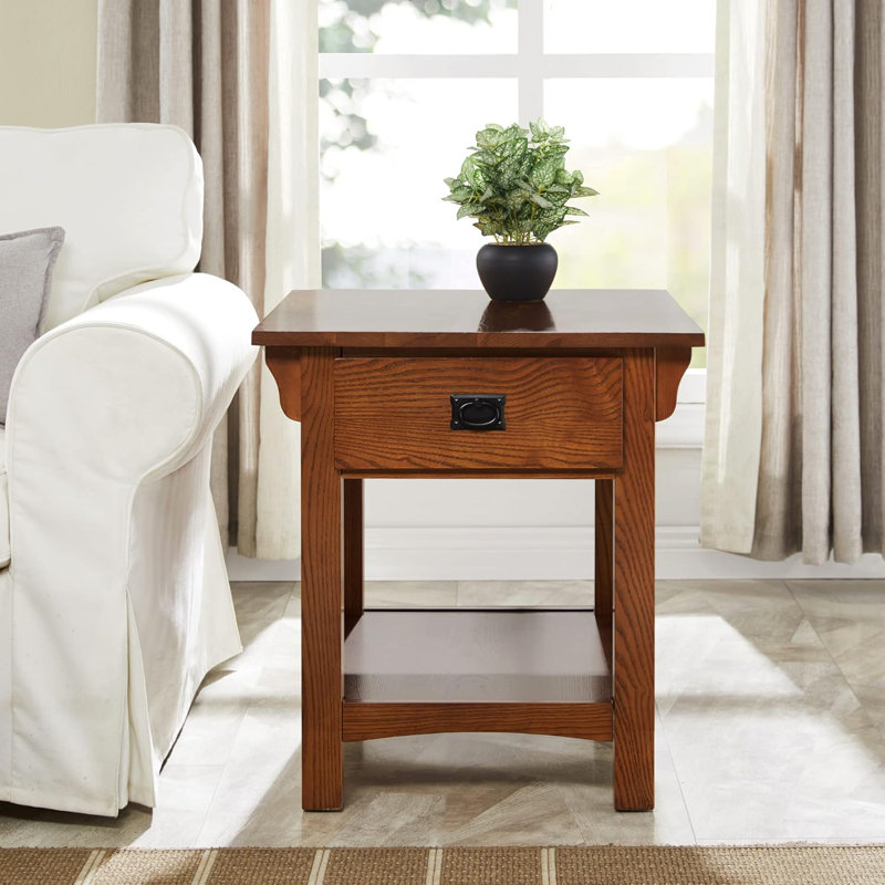 Mission Impeccable End Table With Locking Secret Compartment, Solid Wood Construction, Authentic Craftsman Design, Easy Assembly
