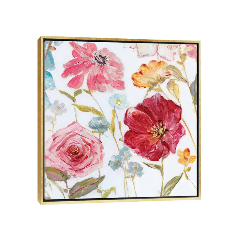«Wildflower Whimsy I» par Sally Swatland - reproduction d'art, Pas de tapis, H 37 po x l 37 po x P 1,5 po