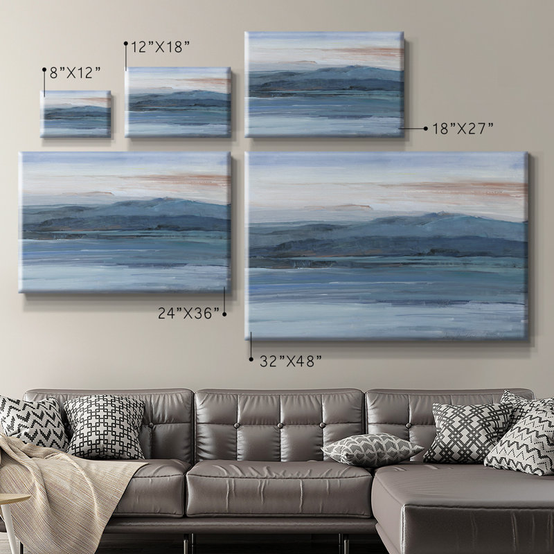 Across The Lake - Toile tendue avec châssis de qualité supérieure - prête à être accrochée, H 8 po x l 12 po
